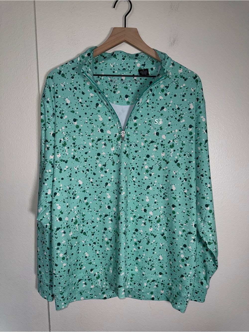 SWING JUICE Collection Mint Green Speckled Quarter Zip Golf Performance Shirt L